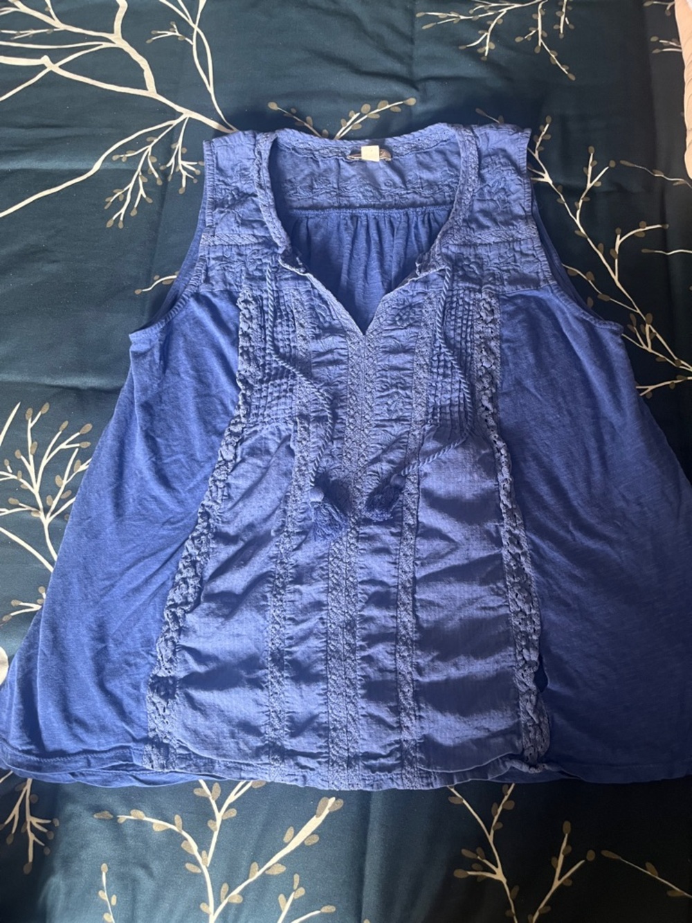 Lucky Brand Royal Blue Pintuck Sleeveless Camisole